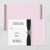 Rose Black Sweet 16 Anniversaire Fête RSVP (Devant / Derrière)