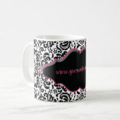 Rose blanc de café de tasse de damassé de noir (Devant gauche)