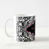 Rose blanc de café de tasse de damassé de noir (Gauche)