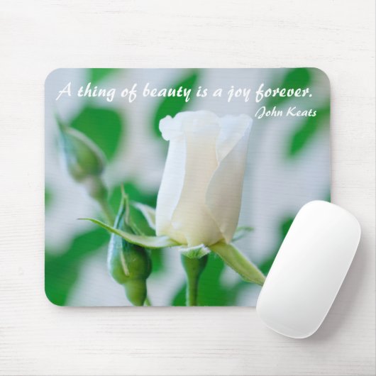Rose blanc de tapis de souris horizontal et (Avec souris)