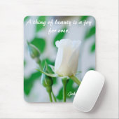 Rose blanc de tapis de souris vertical et citation (Avec souris)