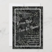 Rose blanc et noir Invitations de mariage gothique (Devant)