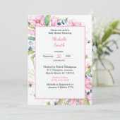 Rose Blanc Floral Baby Shower Invitations (Debout devant)