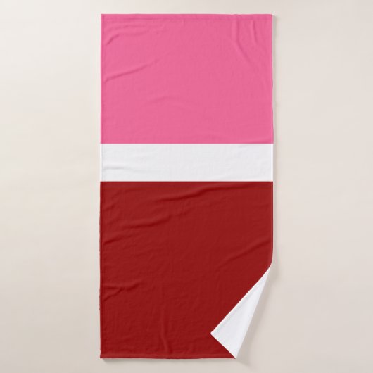 Rose Blanc Marron Rouge Bloc de Couleur (Serviette de bain)