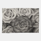 Rose blanc noir Serviette de cuisine (Horizontal)