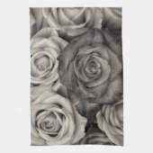 Rose blanc noir Serviette de cuisine (Vertical)
