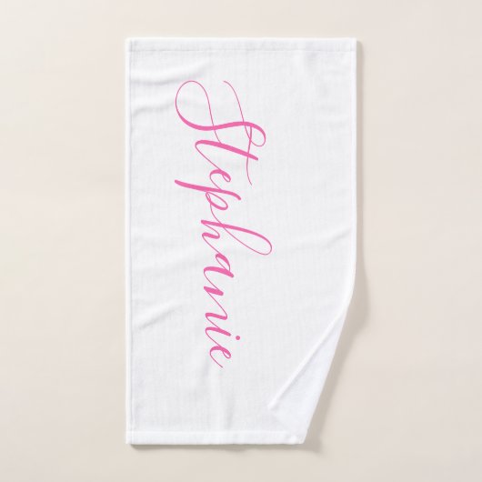 Rose blanc personnalisé monogramme serviette de yo (Serviette à main)