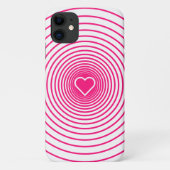 Rose Blanc rayé coque iphone Coeur Choisir les cou (Dos)