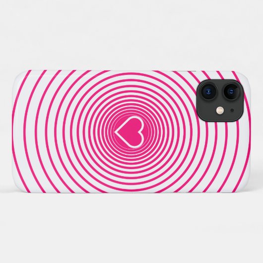 Rose Blanc rayé coque iphone Coeur Choisir les cou (Dos (Horizontal))