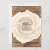 Rose blanc rustique et faire-part de mariage en (Dos)