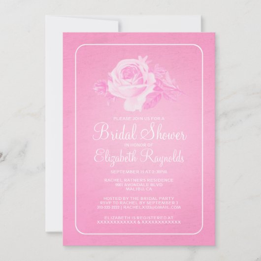 Rose Blanc Rustique Floral Invitations de douche n (Devant)
