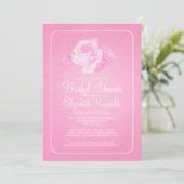 Rose Blanc Rustique Floral Invitations de douche n (Debout devant)