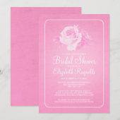 Rose Blanc Rustique Floral Invitations de douche n (Devant / Derrière)