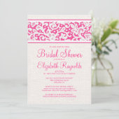 Rose Blanc Rustique Linen Bridal Douche Invitation (Debout devant)