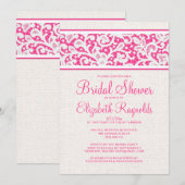 Rose Blanc Rustique Linen Bridal Douche Invitation (Devant / Derrière)