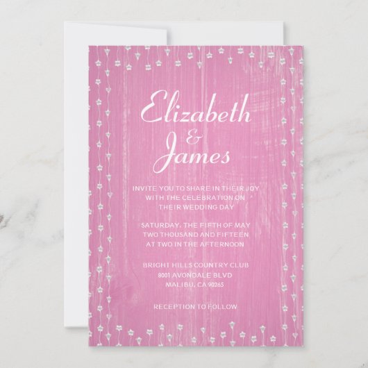 Rose Blanc Rustique Pays Bois Mariage Invitations (Devant)