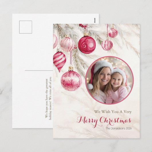 Rose Blanc Vintage Ornements Photo Carte postale (Devant / Derrière)