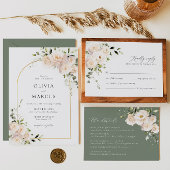 Rose blanche Arc Floral Élégant mariage invitation