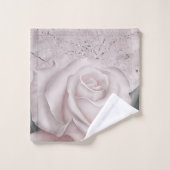 Rose blanche au teint rosé Glam moderne marbre sha (Gant de toilette)