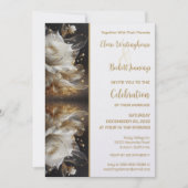 Rose blanche avec Faire-part de mariage or (Devant)