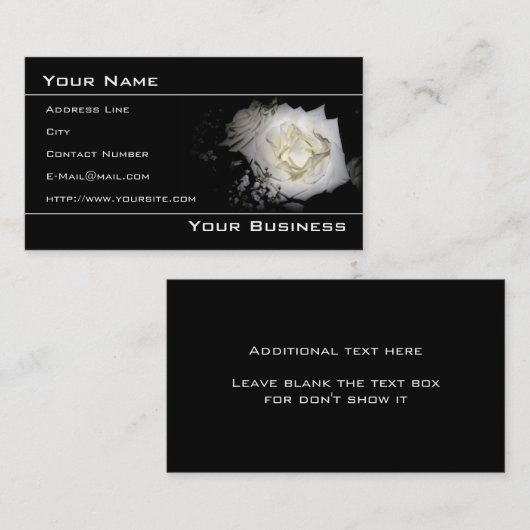 Rose blanche Carte de visite élégant (Devant / Derrière)