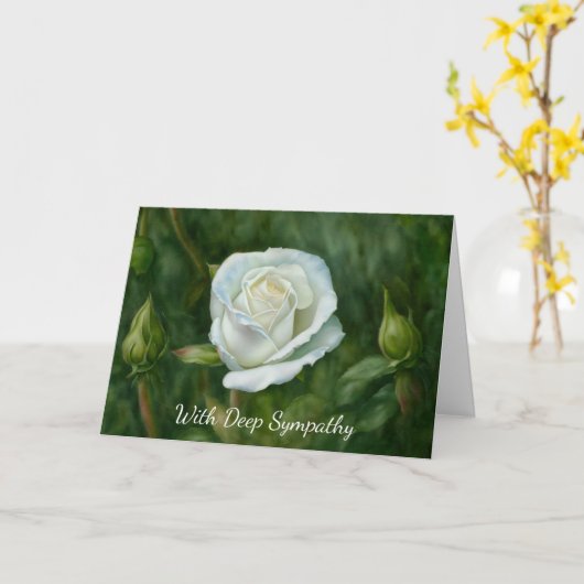 Rose blanche dans un jardin Carte de Sympathie Art (Fleur jaune)