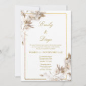 Rose blanche élégance mariage Invitation en espagn (Devant)