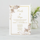 Rose blanche élégance mariage Invitation en espagn (Debout devant)