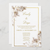 Rose blanche élégance mariage Invitation en espagn (Devant / Derrière)