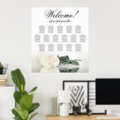 Rose blanche Élégant 16 Mariage de table Tableau d (Bureau à domicile)