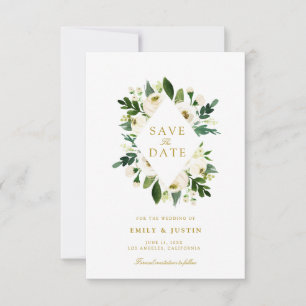rose blanche et verdure enregistrer la carte date