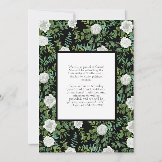 Rose blanche Faire-part de diplôme (Dos)