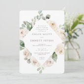 Rose blanche Faire-part de mariage botanique (Debout devant)