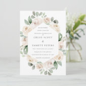 Rose blanche Faire-part de mariage botanique (Debout devant)