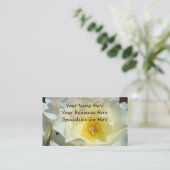 Rose blanche Fleur Carte de visite personnalisé Ja (Debout devant)