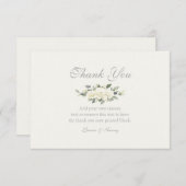 Rose blanche Floral Merci Cartes (Devant / Derrière)