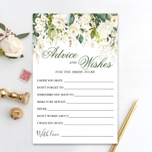 Rose Blanche Floral Vert Bien Souhaits Carte conse