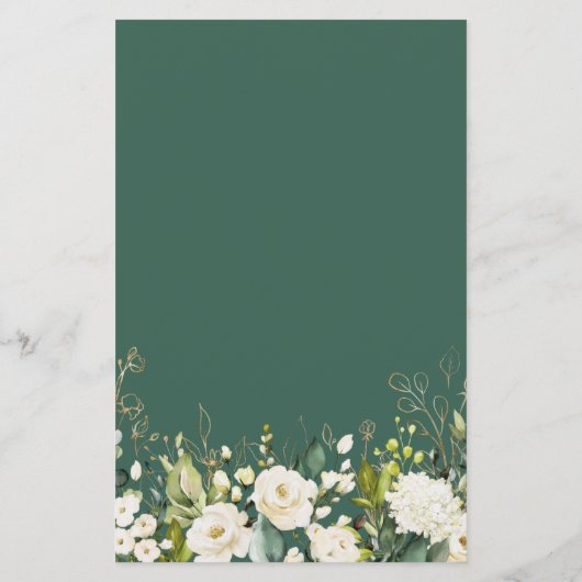 Rose Blanche Floral Vert Bien Souhaits Carte conse (Dos)