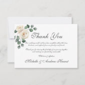 Rose blanche Joli Mariage Carte de remerciements p (Devant)