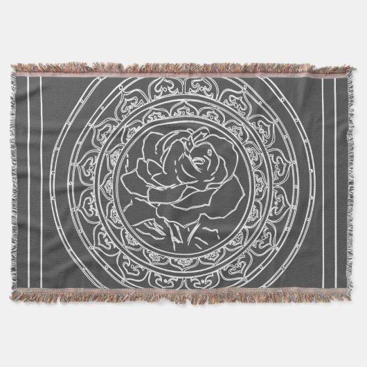Rose blanche Mandala - Jetez la couverture (Devant)