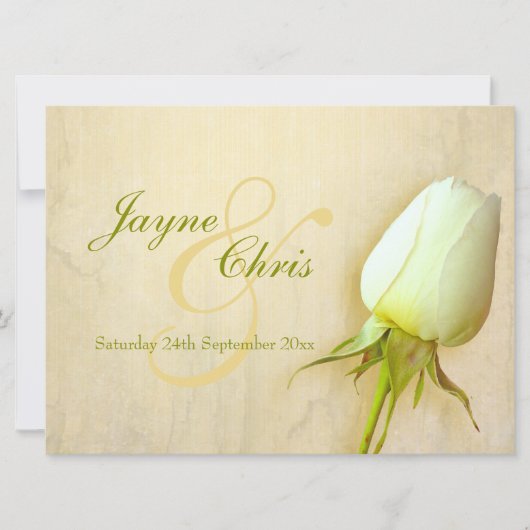 Rose blanche mariage grande invitation paysage (Devant)