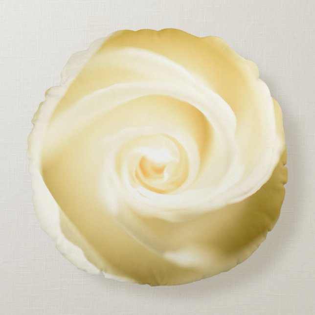 Rose blanche naturelle Coussin rond d'impression (Devant)