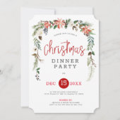 Rose blanche & Noël saint wreath dîner Invitation (Devant)