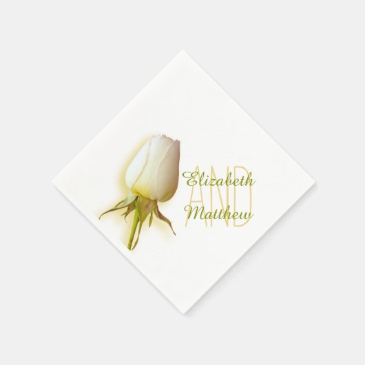 Rose blanche simple nommée serviette en papier pou (Coin)