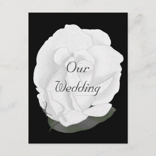 Rose blanche sur Black, invitation de mariage Cart (Devant)