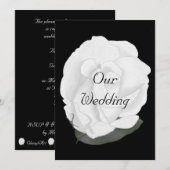 Rose blanche sur le noir, invitations de mariage (Devant / Derrière)