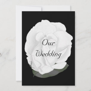 Rose blanche sur le noir, invitations de mariage