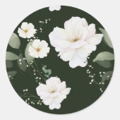 Rose blanche sur Sticker floral noir (Devant)