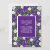 Rose blanche violet photo Faire-part de graduation (Dos)