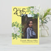 Rose blanche Yellow Photo Faire-part de graduation (Debout devant)